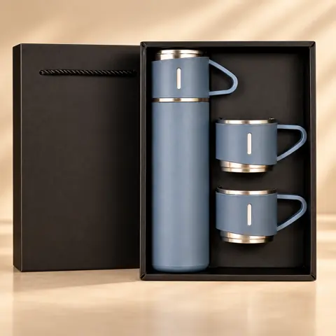 Blue Flask & Two-Cup Set