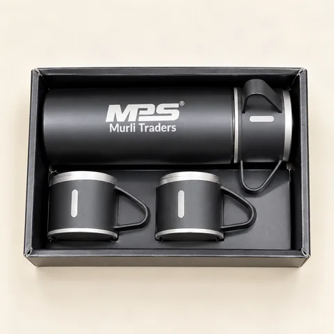 MPS branded bottles and cups packed in gift boxes