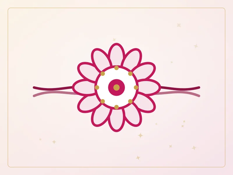Illustration of a handcrafted Jaipur rakhi with flowing threads